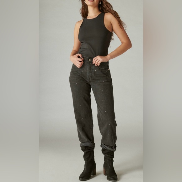 Lucky Brand Women's Legend Studded Hugh Rise 90’s Loose Jeans - Picture 1 of 13